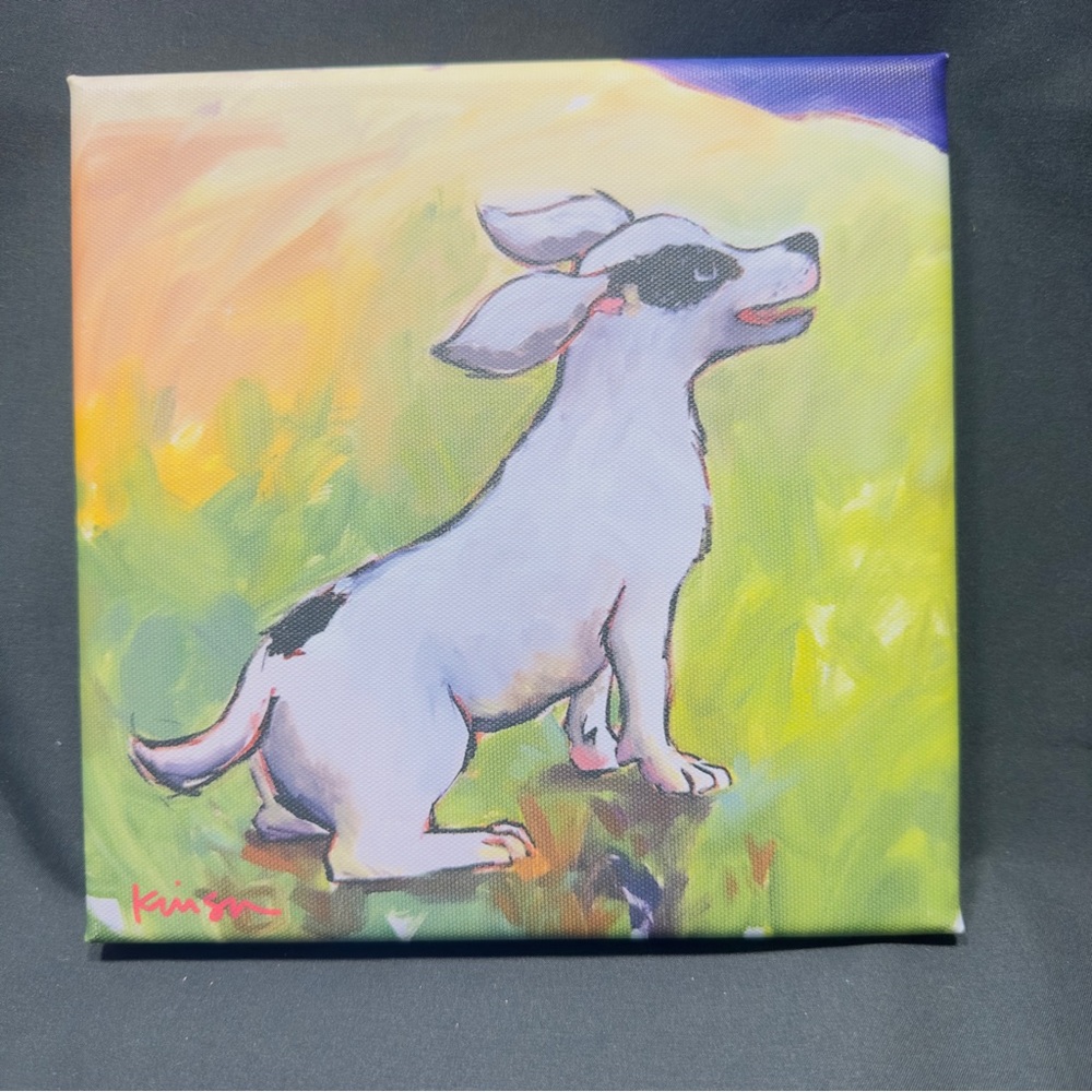 Over The Moon Collection Canvas Art Print 8x8 "Little Dog Laughed" Signed Whimsi